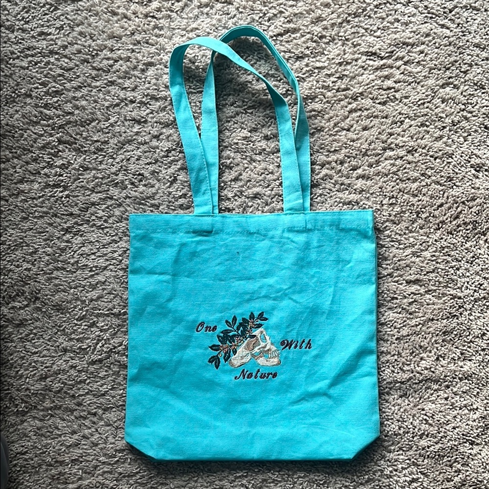Blue Tote Bag with Nature Design